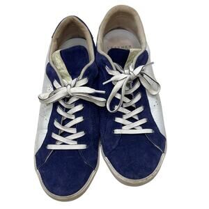 Leather‎ Crown Trainers  - Blue Suede & White Leather - Made in Italy 2009- S 40